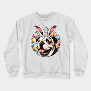 Bulldog with Bunny Ears Celebrates Easter Delightfully Crewneck Sweatshirt